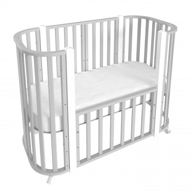 Кроватка MALIKA VERONA 4 в 1 серый, стойки белые